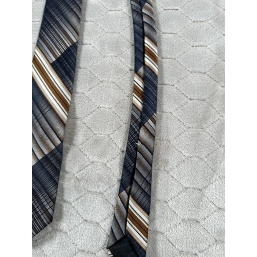 Vintage 70's Wemlon By Wembley Blue &‎ Brown Striped Tie Polyester